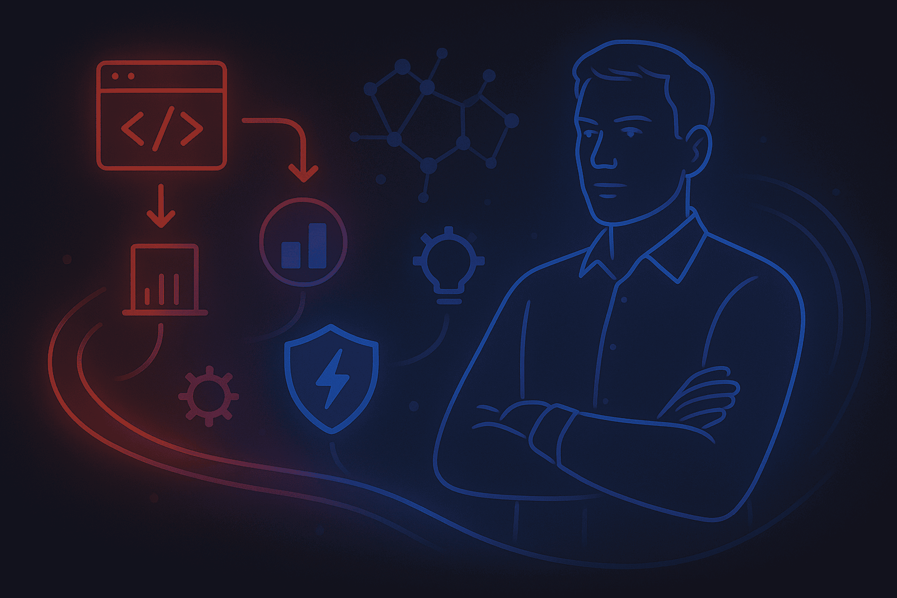 Technology partner illustration showing a developer alongside Repello tools
